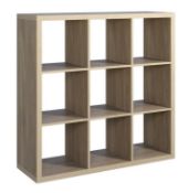 (Mz) 1x Living Elements Clever Cube 3x3 Cube Storage Unit Sanoma Oak Finish. (H)1110 x (W)1110 x (D