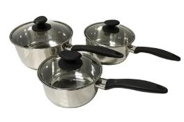 (Mz) 2x GH 3 Piece Saucepan Set Stainless Steel RRP £25 Each.