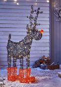 (6L) 5x Christmas Items. 3x Rudolph Rattan Effect LED Warm White Silhouette Outdoor (1x No Box). 2x