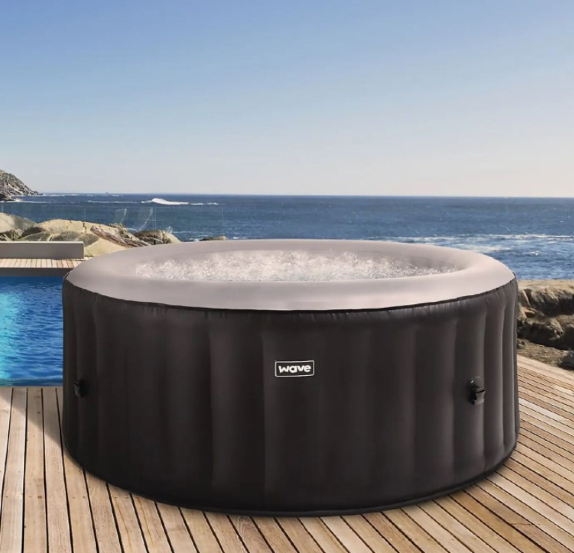 (Mz) 1x Atlantic Wave Solid Black 4 Person Hot Tub RRP £455. Unchecked Direct Customer Return.