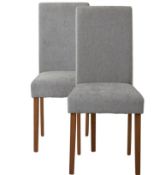 (11C) 2x Diva Dining Chairs. Solid Rubberwood Legs, Grey Upholstered Seats RRP £125.