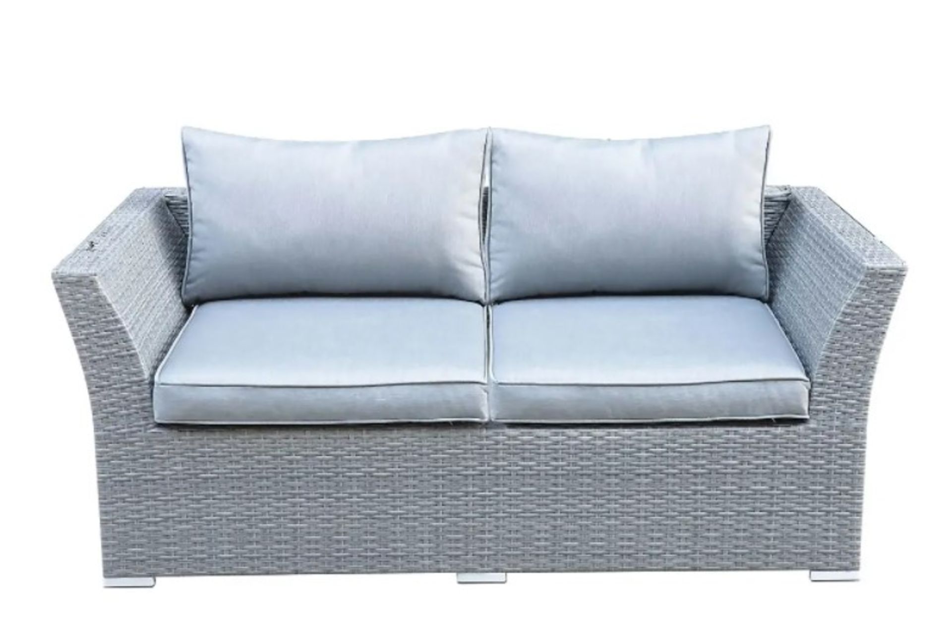 (P) 1x Bambrick Sofa Set RRP £800. Powder Coated Steel Frame. Hand Woven Synthetic Rattan. Toughen - Image 4 of 13