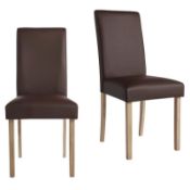 (Mz) 2x Marcy Dining Chair Chocolate RRP £125. Faux Leather Cover, Solid Rubberwood Legs. (W)44.5