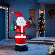 (6M) 7x Christmas Items. 2x 6ft Inflatable Santa With Sack Outdoor. 1x 6ft Inflatable Snowman With