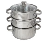 (11F) Approx 20x Mixed Cookware Items. To Include 2x 3 Tier Steamer. Lockable Chrome Cookpot. Mixed