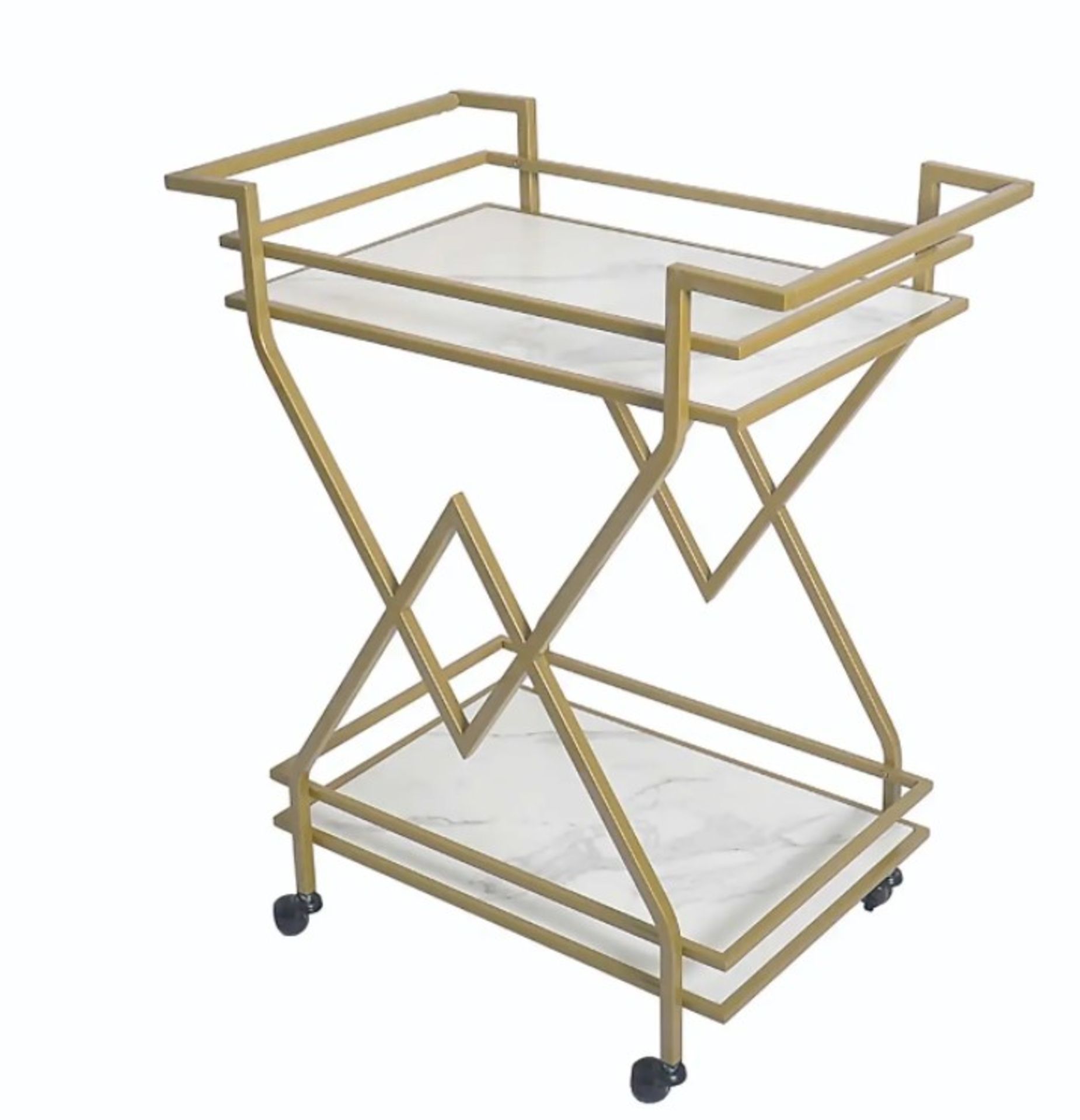 (Mz) 1x House Beautiful Dolly Drinks Trolly RRP £200. (H)85 x (W)70 x (D)43.2cm - Image 2 of 3
