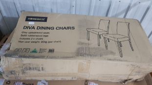 (Mz) 2x Diva Dining Chairs RRP £125. Grey Upholstered Seats. Solid Rubberwood Legs.