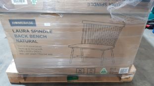 (Mz) 1x Laura Spindle Back Bench Natural RRP £150. (H89x W100x D44cm)