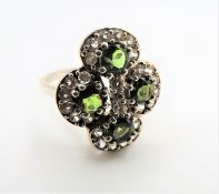 Sterling Silver 3 ct Green Diopside & Topaz Ring New with Gift Box