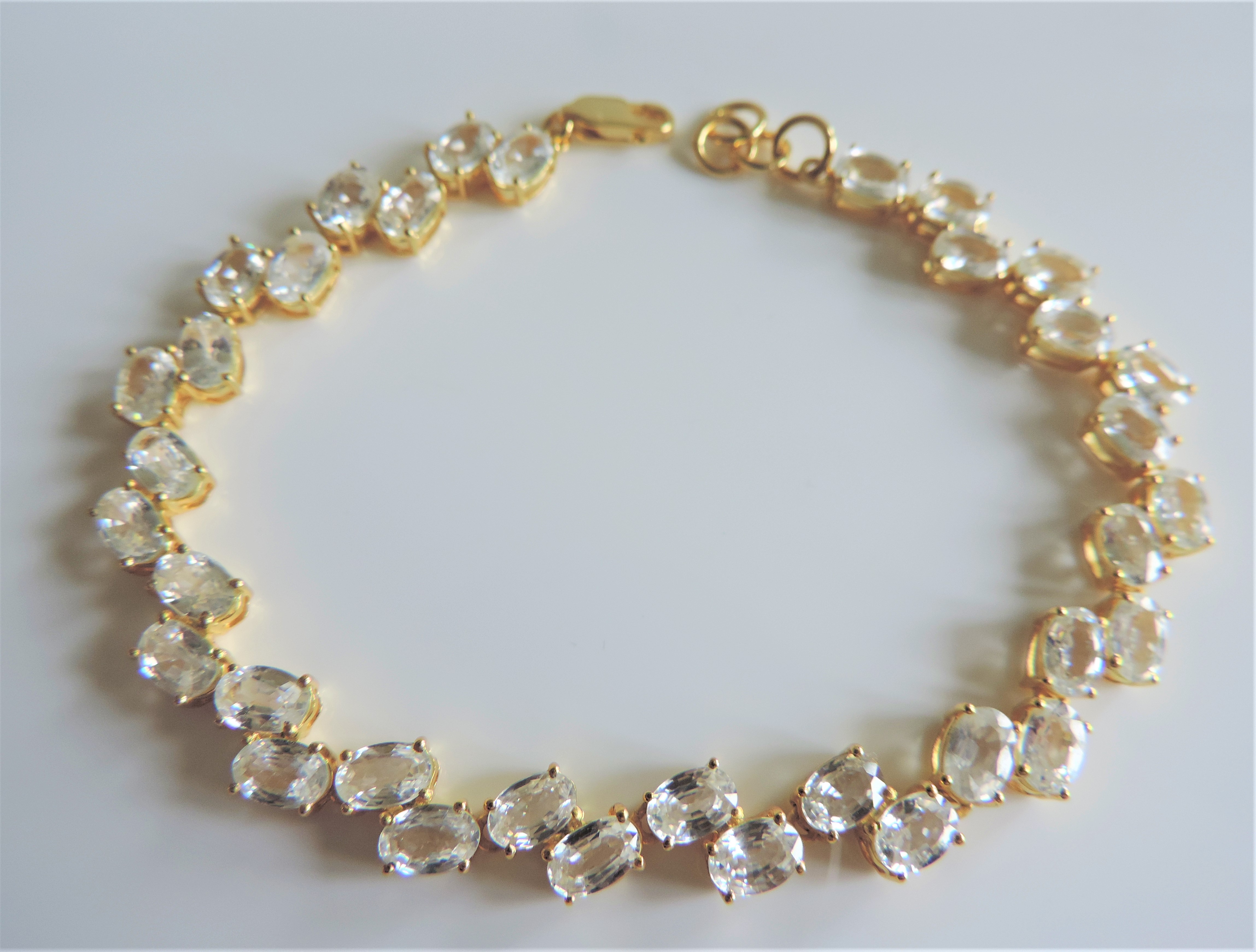 Gold on Sterling Silver 21Ct White Sapphire Bracelet New with Gift Box - Image 5 of 6