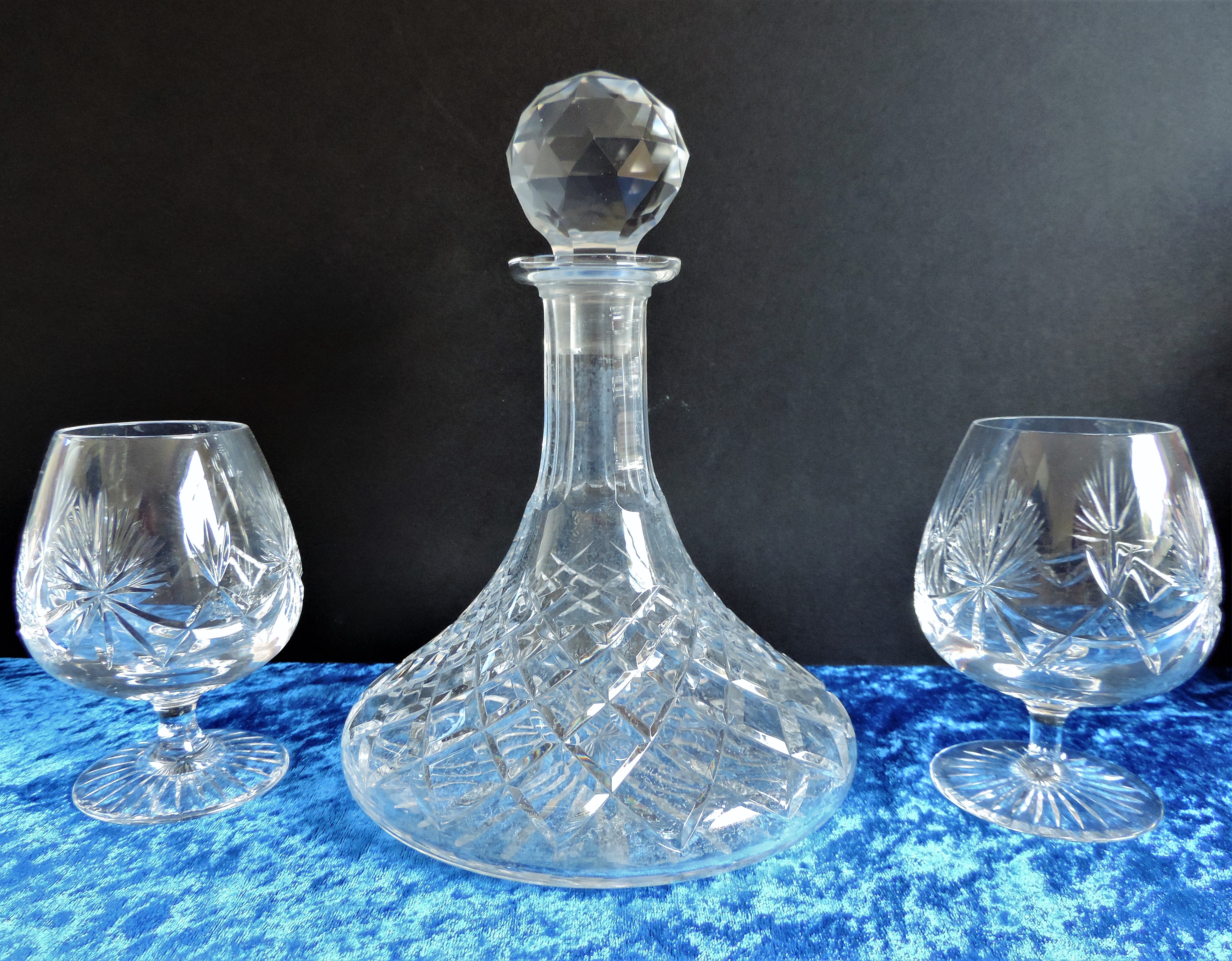 Crystal Ships Decanter Drinks Set