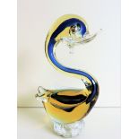 Vintage Murano Sommerso Blue and Gold Duck