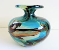 Mdina Glass Vase Tiger Pattern 13cm High