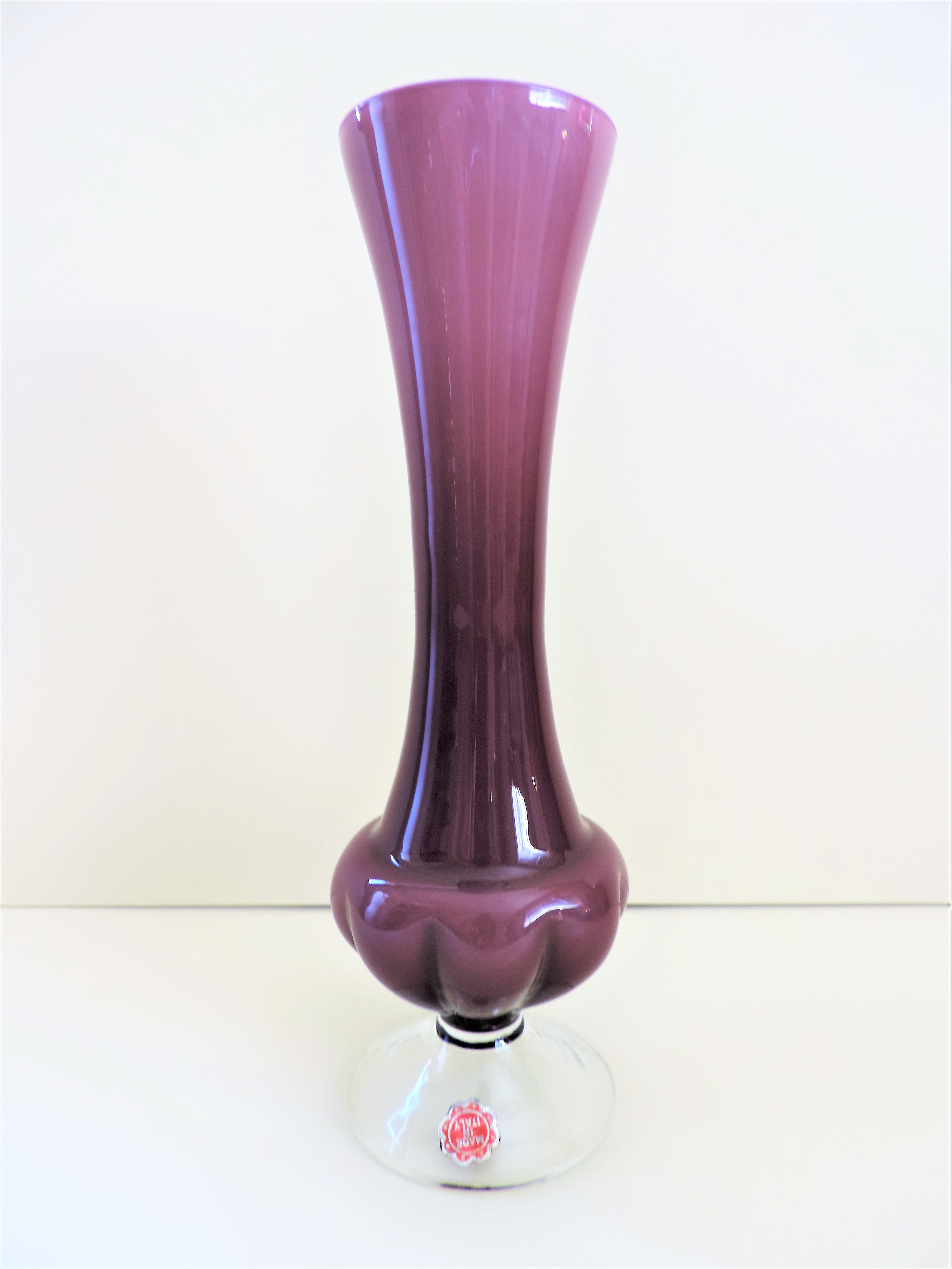 Murano Venni Opalino Glass Vase Amethyst Milk White - Image 6 of 6
