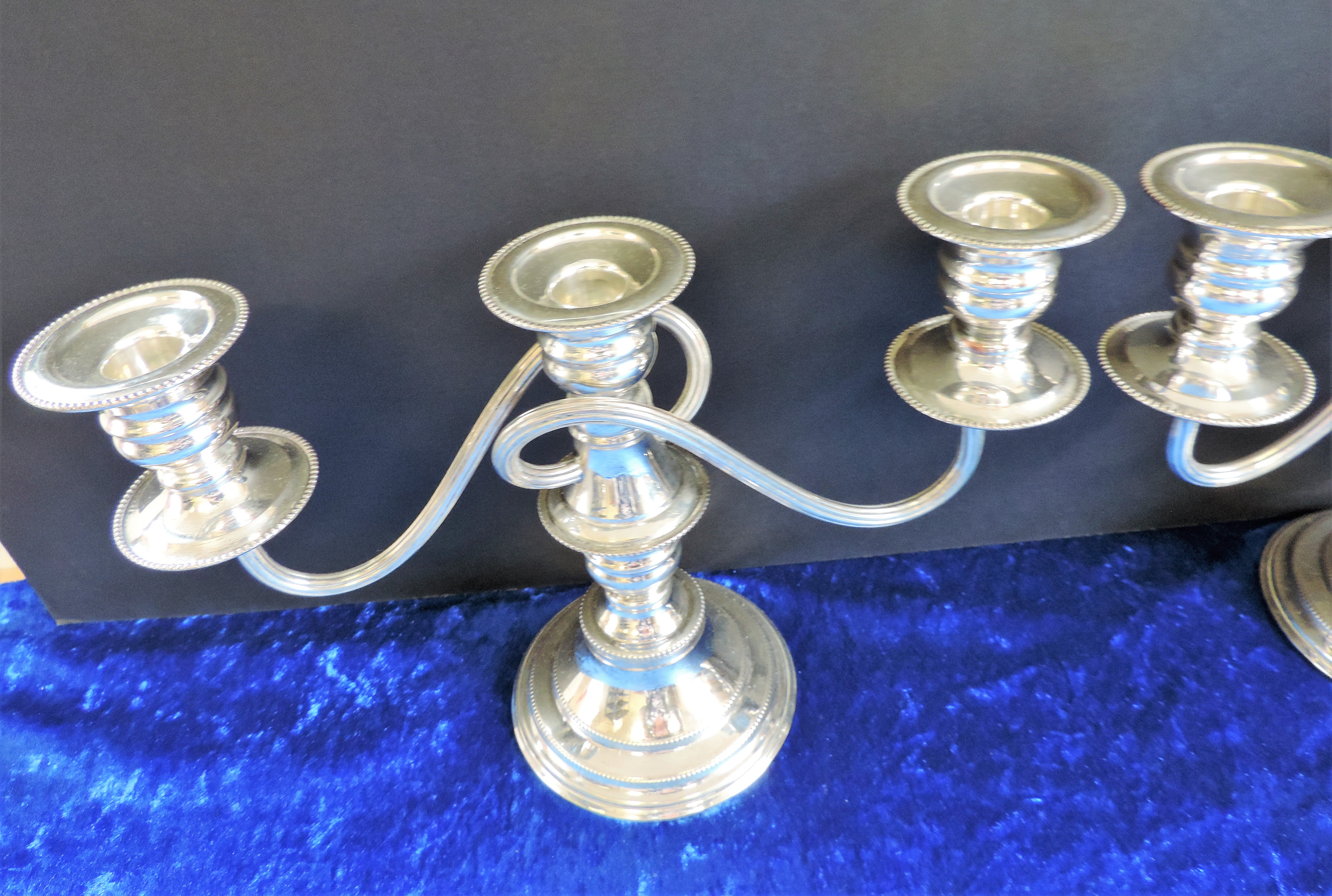 Pair Antique Georgian Style Silver Plate Candelabra - Image 3 of 3