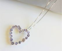 Tanzanite Heart Pendant Necklace New with Gift Pouch