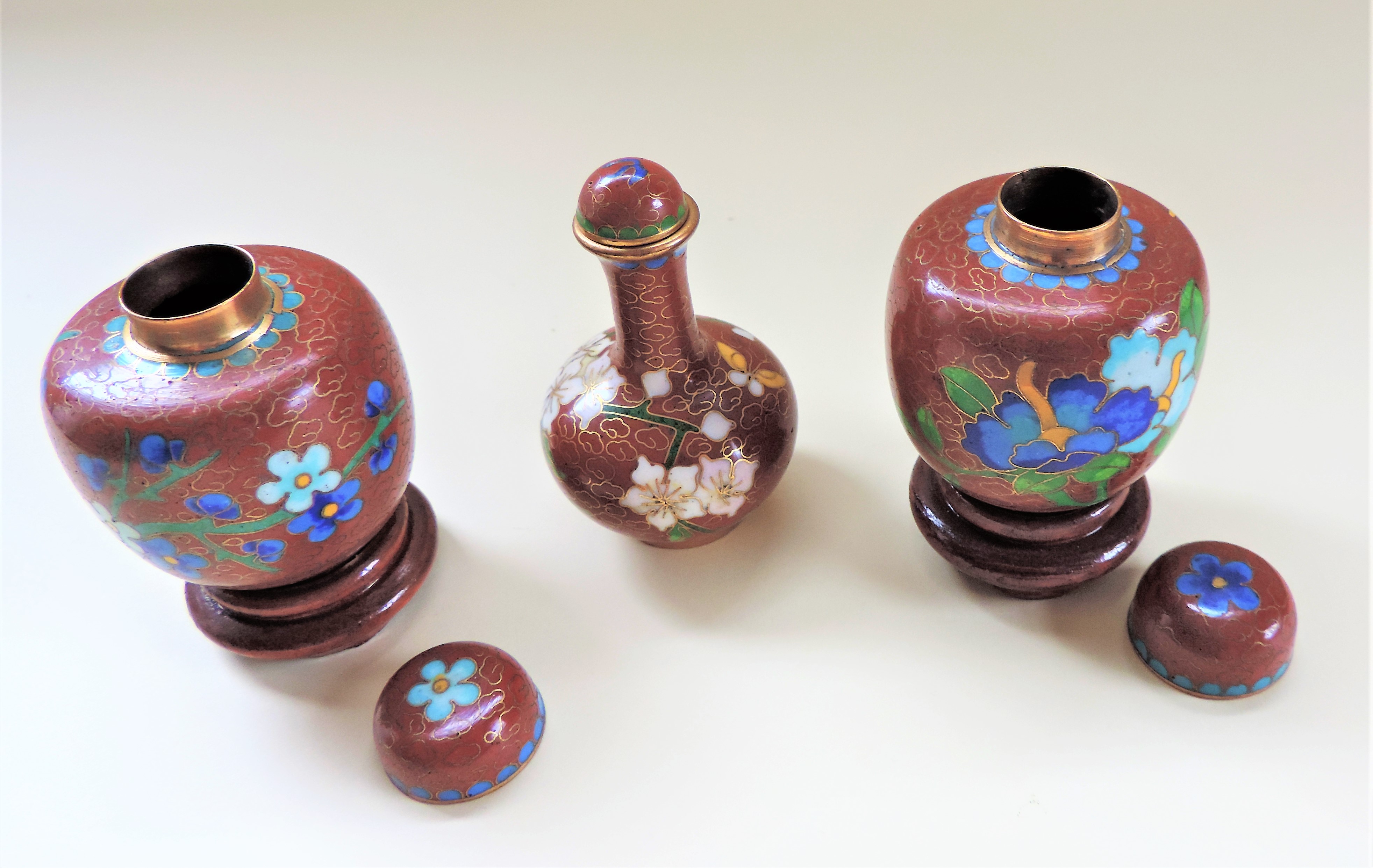 Vintage Cloisonne Miniature Trio - Image 4 of 4