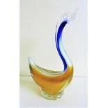 Murano Blue & Amber Sommerso Glass Figurine