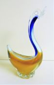 Murano Blue & Amber Sommerso Glass Figurine