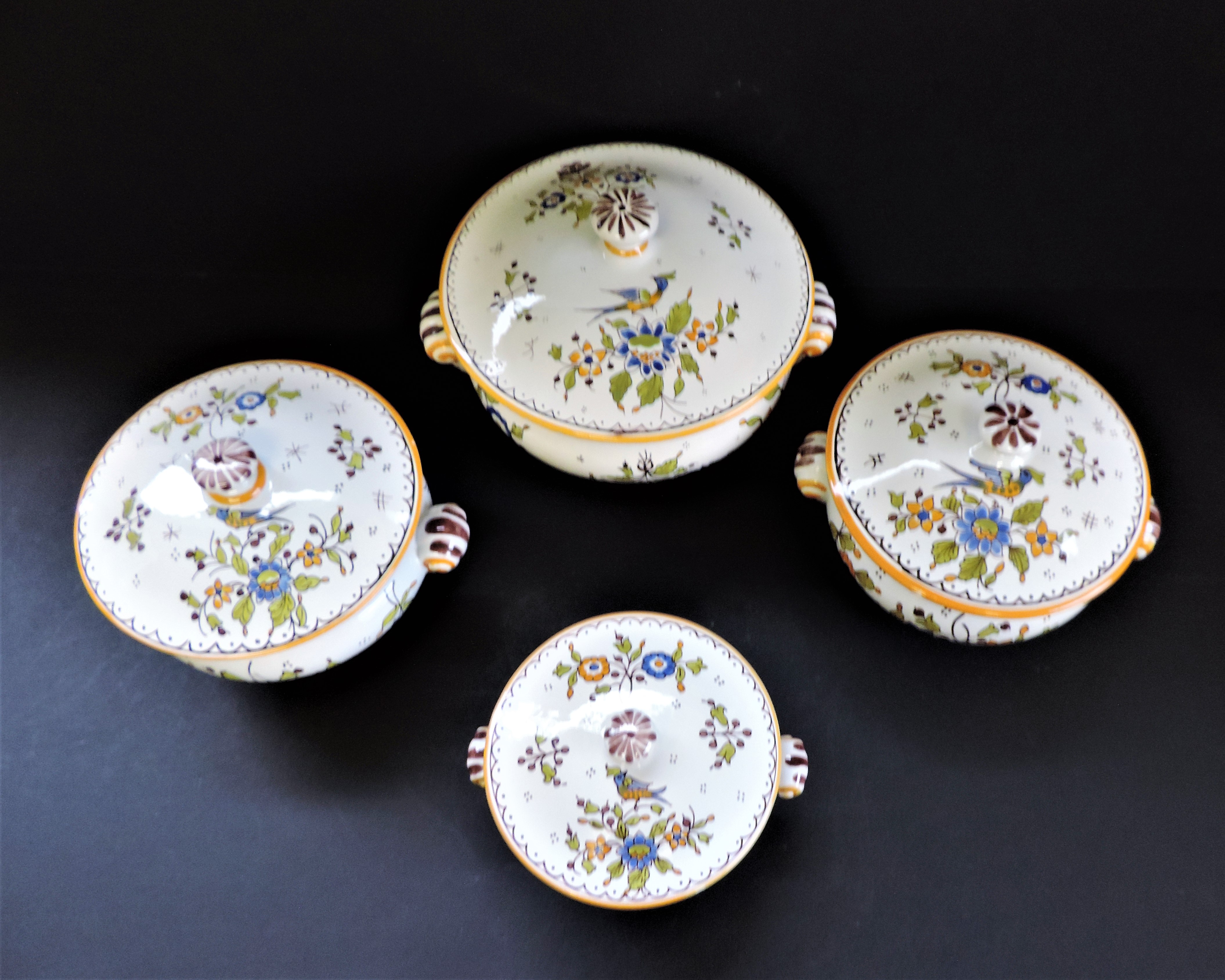 Vintage French Fait Main Decor Moustiers Lidded Serving Dishes - Image 5 of 6