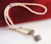 Silver Cultured Pearl Necklace 18 inches Long New with Gift Box