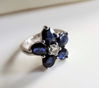 Sterling Silver 3ct Sapphire Ring New with Gift Box