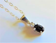 Sterling Silver Sapphire & Diamond Necklace