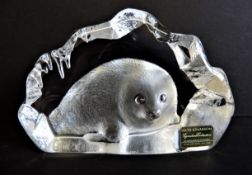 Large Signed Mats Jonasson Signature Collection Seal Pup Sculpture 14cm Wide