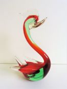 Vintage Murano Sommerso Glass Swan