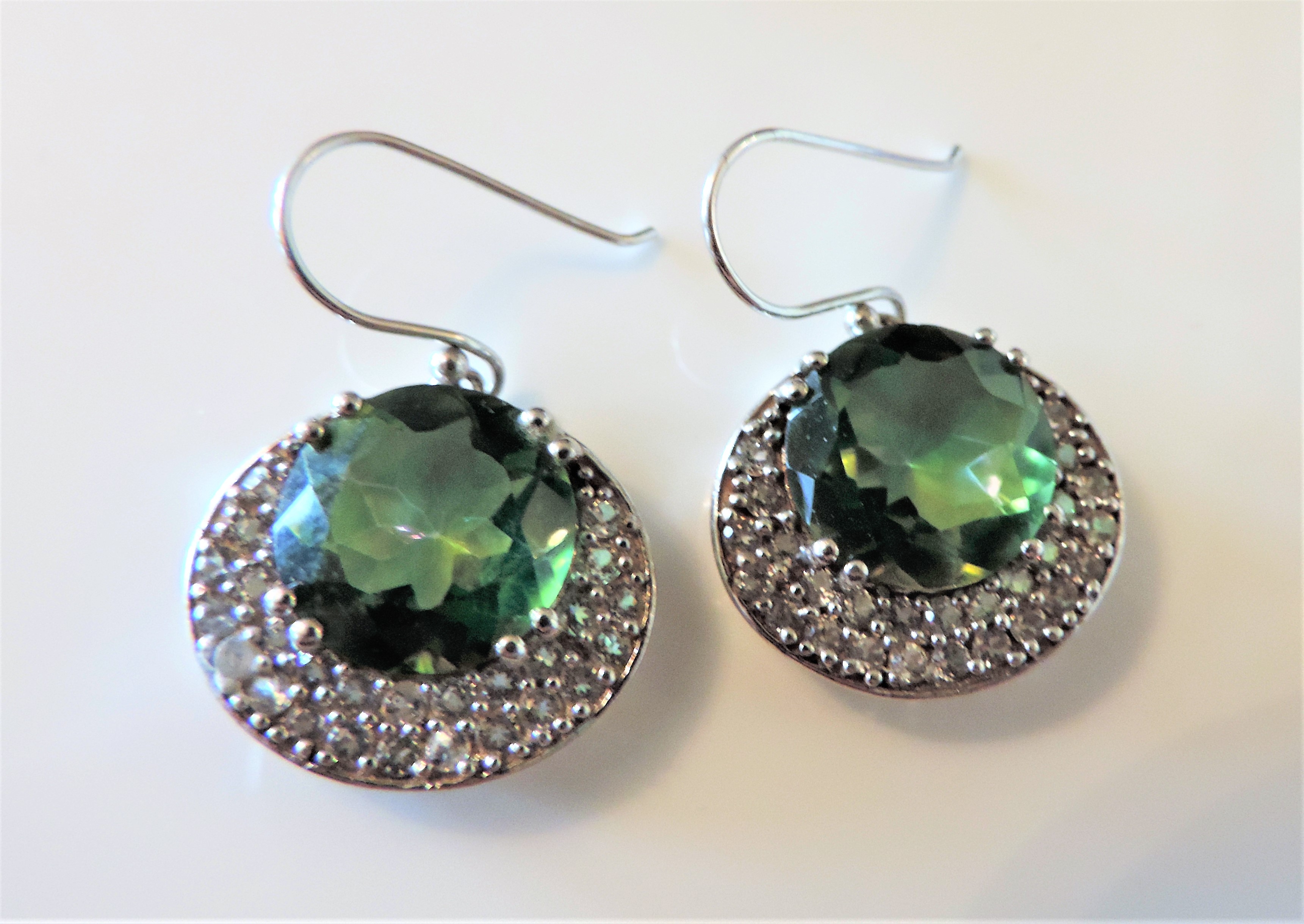 Sterling Silver 23ct Green Diopside & Zircon Earrings New in Gift Box - Image 3 of 5