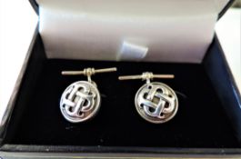 Vintage sterling Silver Celtic Knot Cufflinks with Gift Box