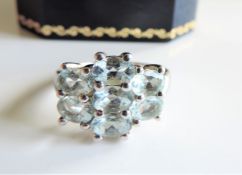 Sterling Silver 2.8Ct Aquamarine Ring New with Gift Box