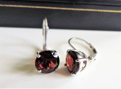 Sterling Silver 5ct Garnet Stud Earrings New with Gift Pouch