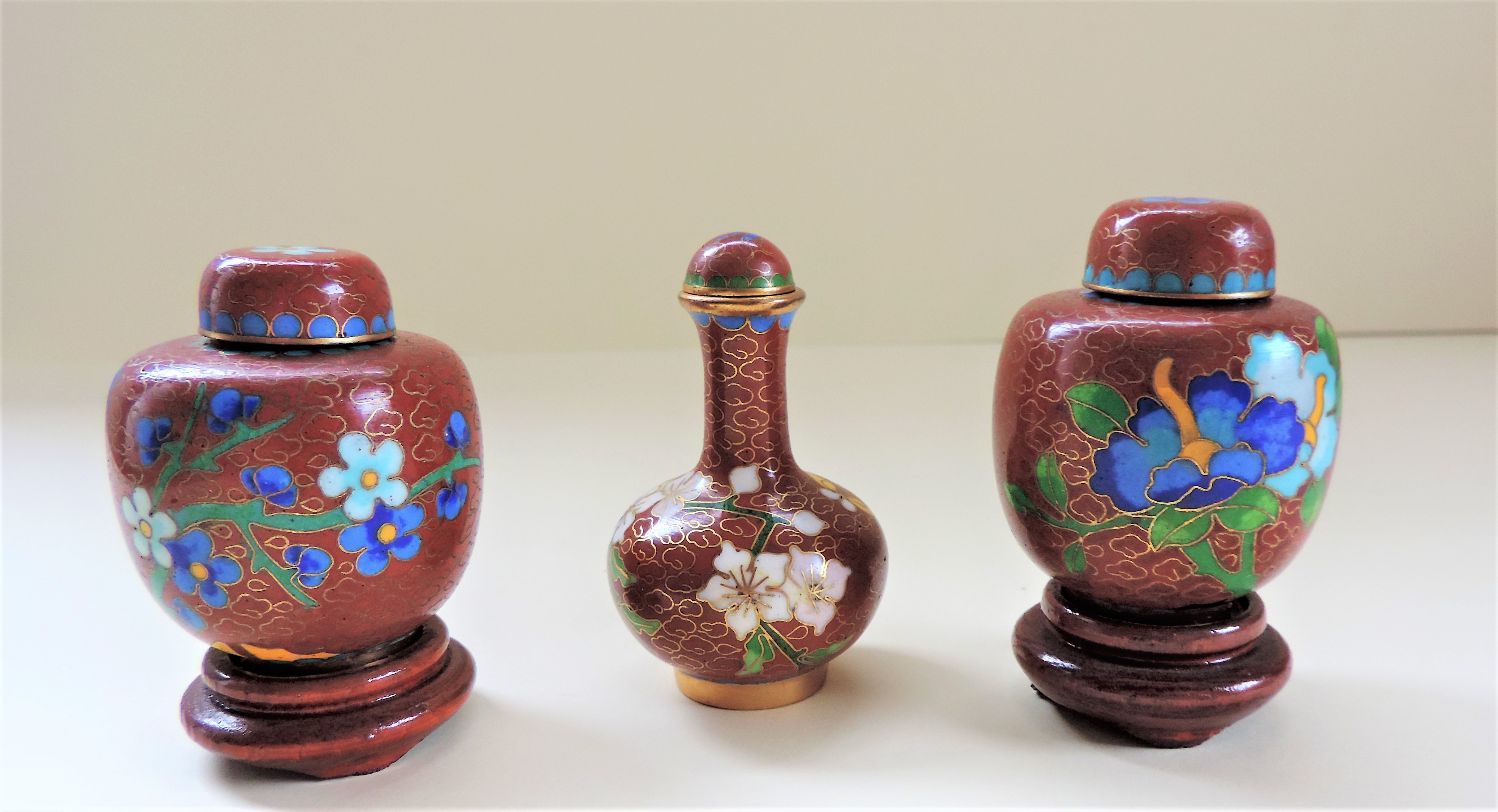 Vintage Cloisonne Miniature Trio - Image 2 of 4