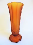 Art Deco Amber Glass Vase circa 1920's