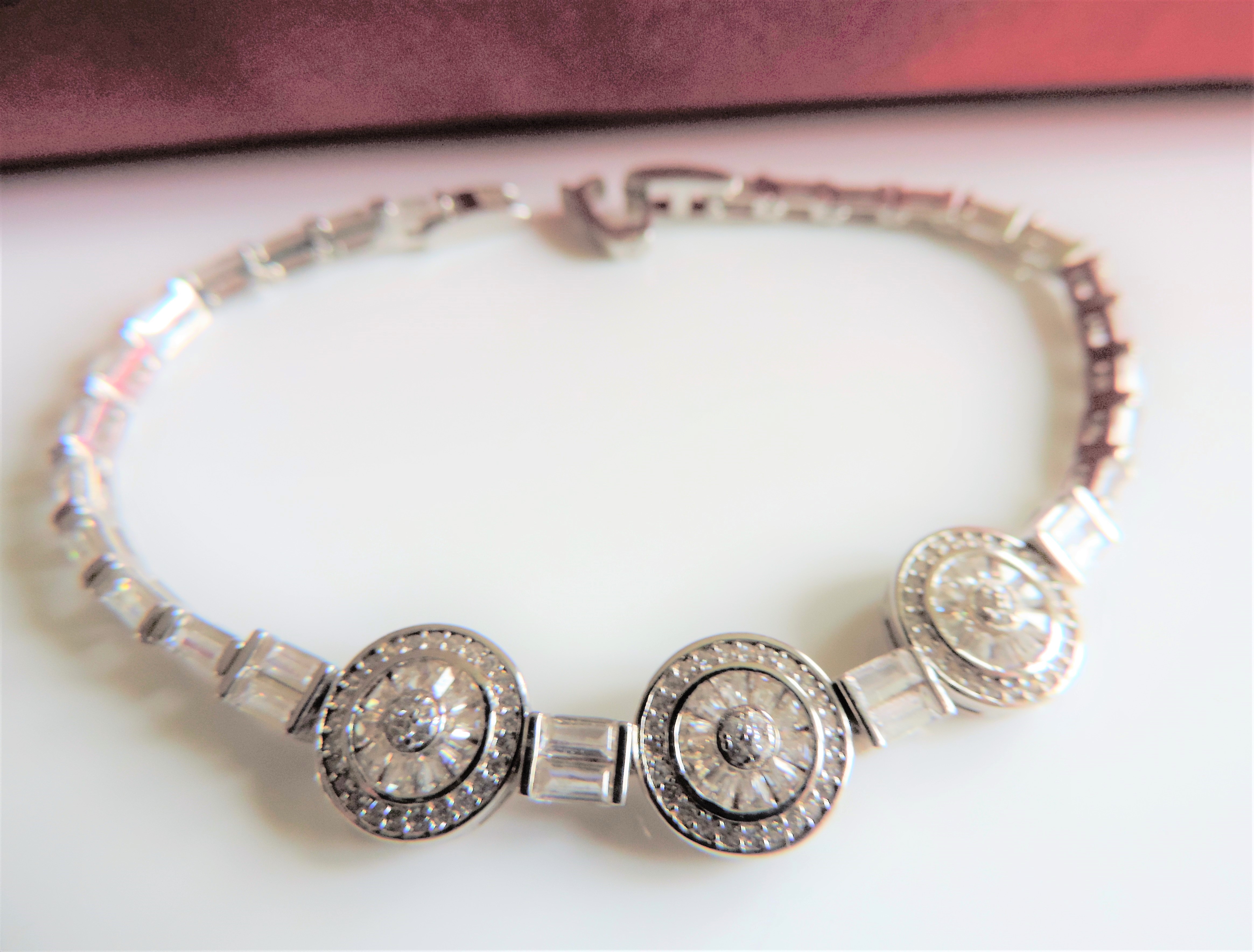 Sterling Silver White Topaz Bracelet New with Gift Box - Image 2 of 3