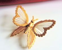 Vintage Gold Plated Signed Monet Butterfly Brooch in Gift Pouch