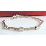 Sterling Silver 9Ct White Sapphire Tennis Bracelet New with Gift Box