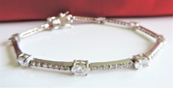 Sterling Silver 9Ct White Sapphire Tennis Bracelet New with Gift Box
