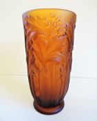 Vintage Art Deco Amber Glass Vase circa 1930's