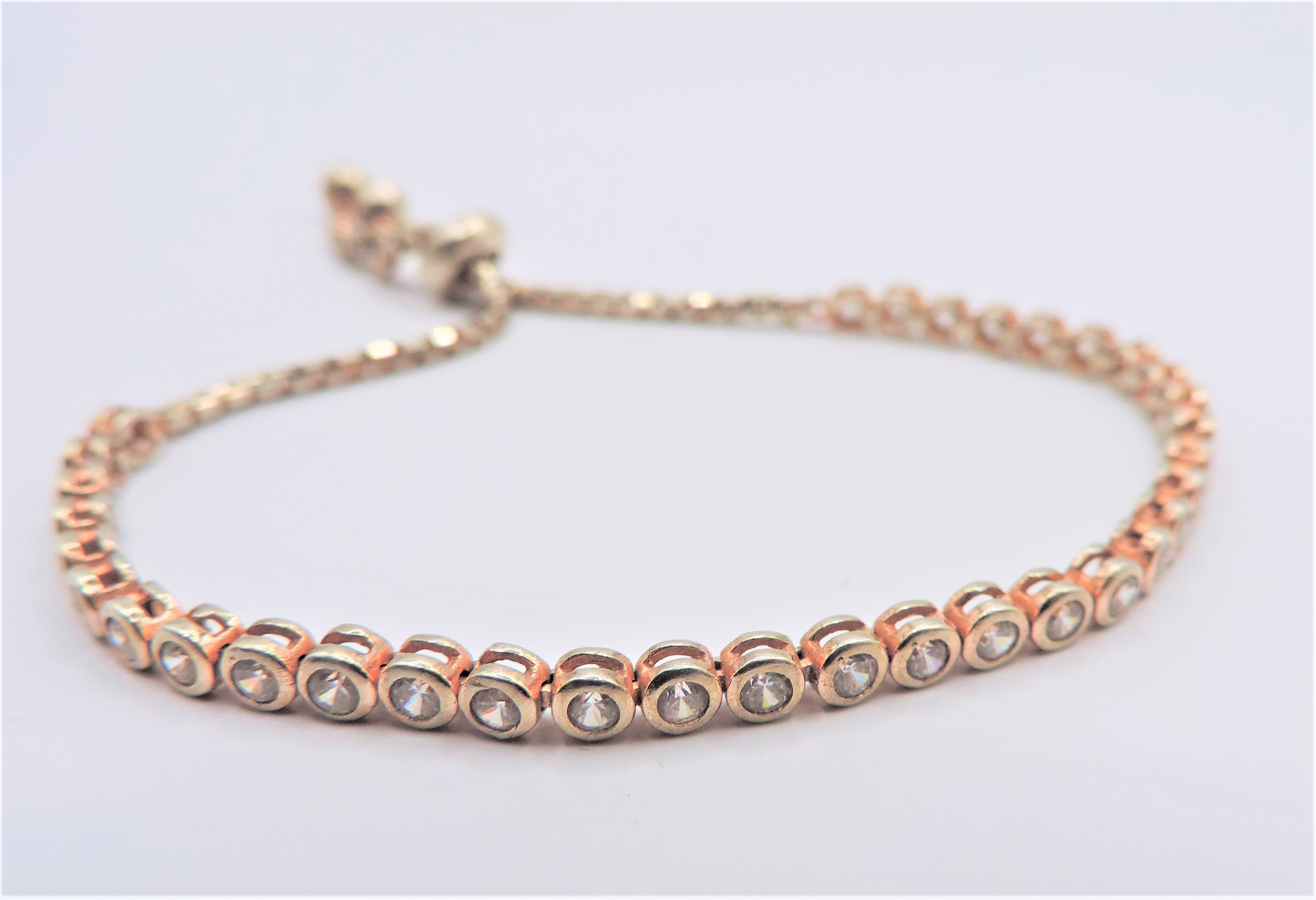 Rose Gold Silver White Topaz Bracelet New with Gift Box - Image 2 of 4
