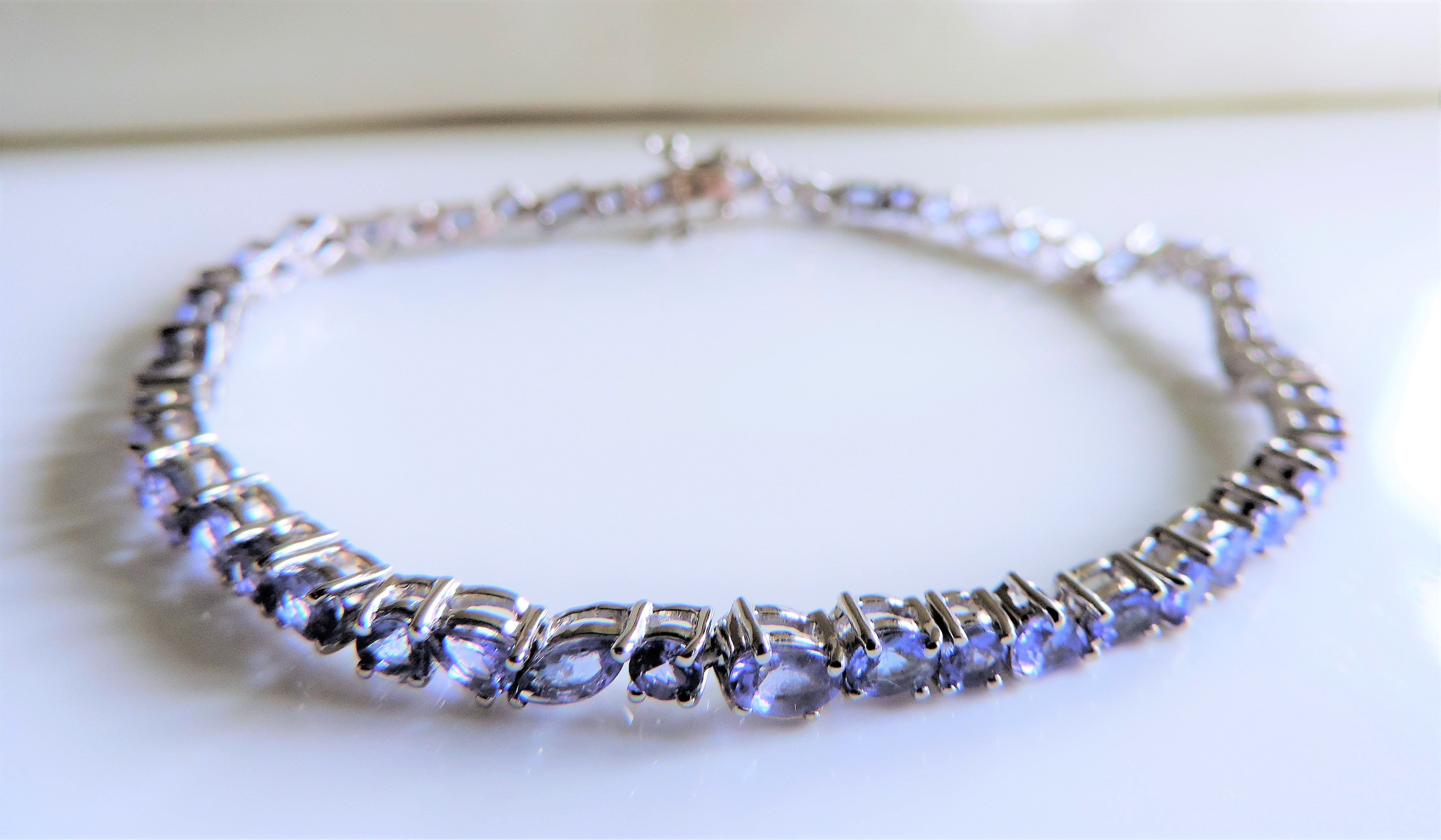 Sterling Silver 11Ct Multi Shaped Tanzanite Gemstone Bracelet New with Gift Box