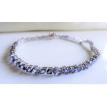 Sterling Silver 11Ct Multi Shaped Tanzanite Gemstone Bracelet New with Gift Box