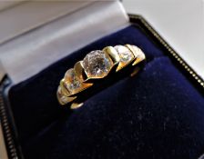 Gold on Sterling Silver 2Ct White Zircon Ring New with Gift Pouch