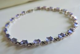 Sterling Silver 5 Ct Tanzanite Tennis Bracelet New with Gift Box