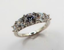 Sterling silver 4.1 ct White Zircon Ring New with Gift Box