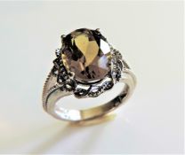 Sterling Silver 6ct Chrysoberyl Gemstone Ring New with Gift Box.