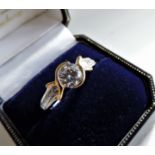 Gold Silver White Gemstone Ring New with Gift Pouch