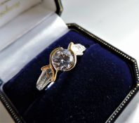 Gold Silver White Gemstone Ring New with Gift Pouch
