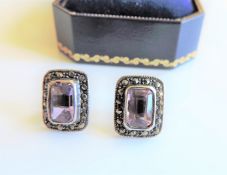 Sterling Silver 3.2 carat Amethyst Earrings New with Gift Box